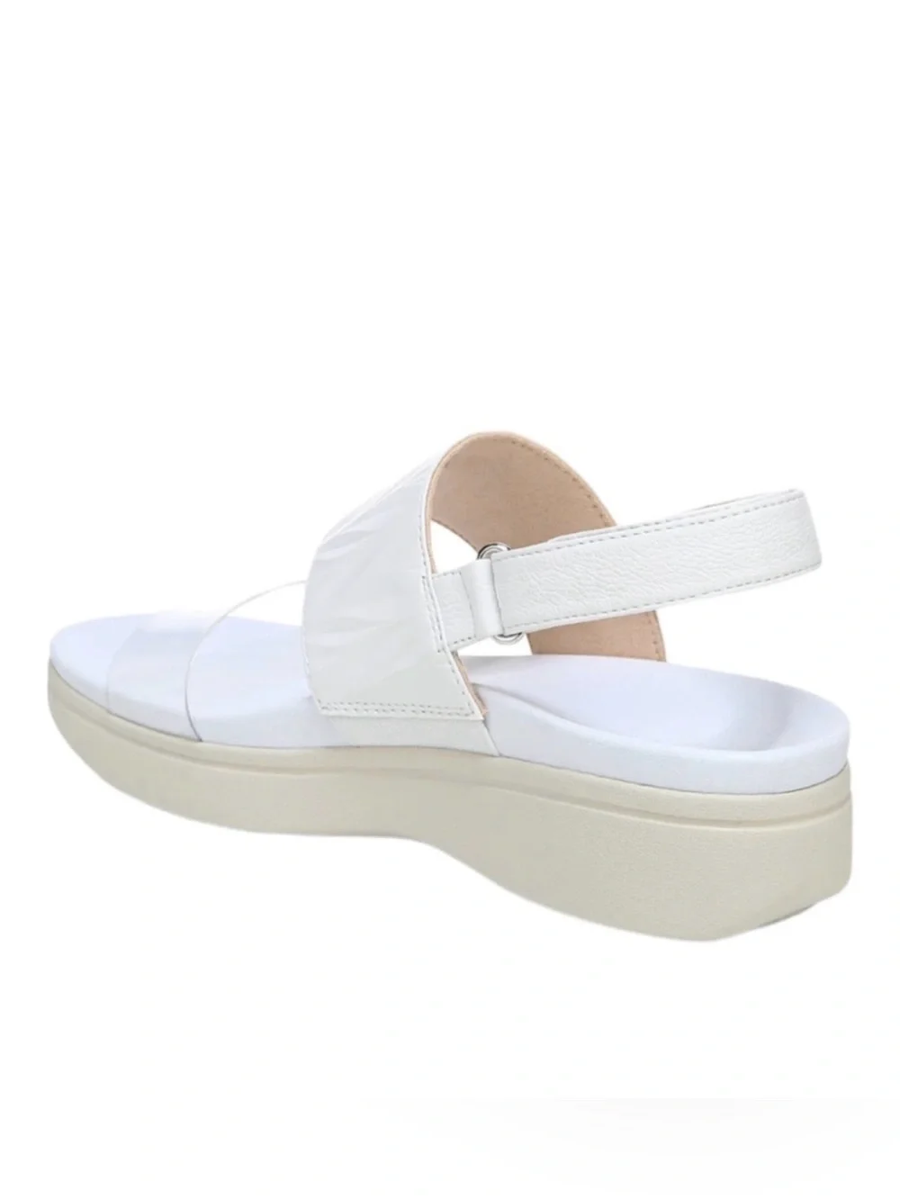 Vionic Karleen White Leather Slingback Platform Comfort Velcro Sandals